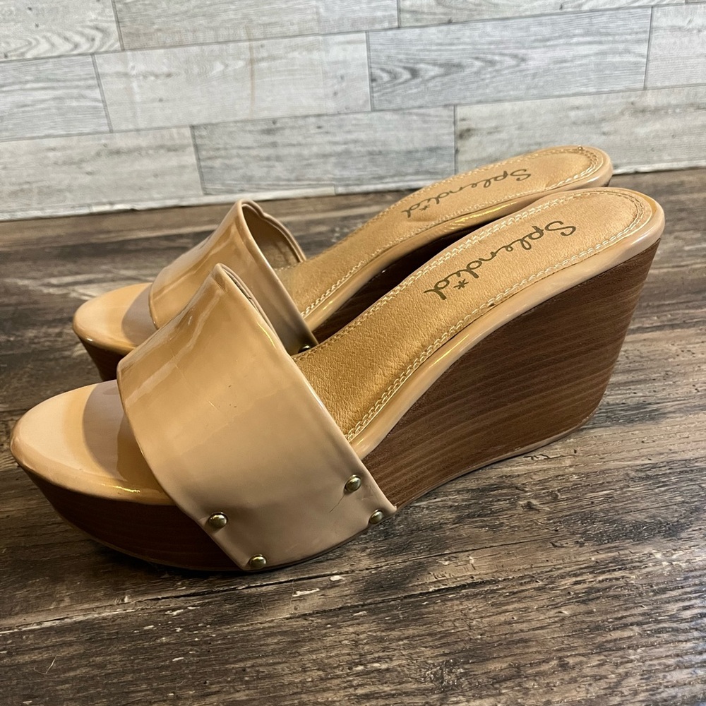 Splendid Clog Heels Tan Cream Wooden Heel Women’s Size 8.5 - Picture 7 of 9